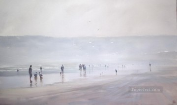 風景 Painting - コッキング霧の抽象的な海の風景